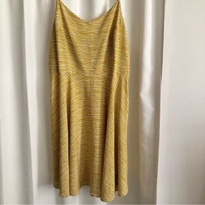 Old Navy sundress yellow thin white striped fit flare smocked back XL rayon